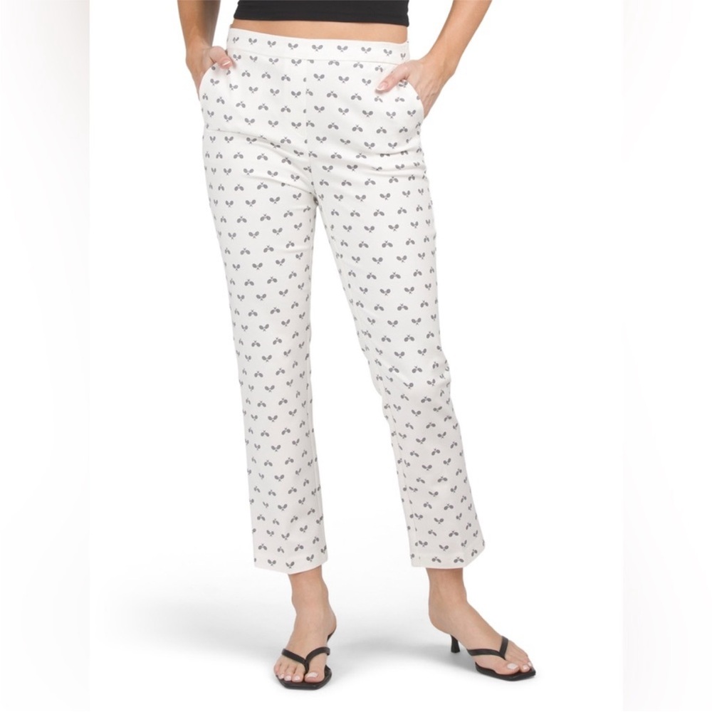 Rachel Zoe / Tennis Racket Design Skinny Leg Pants / White